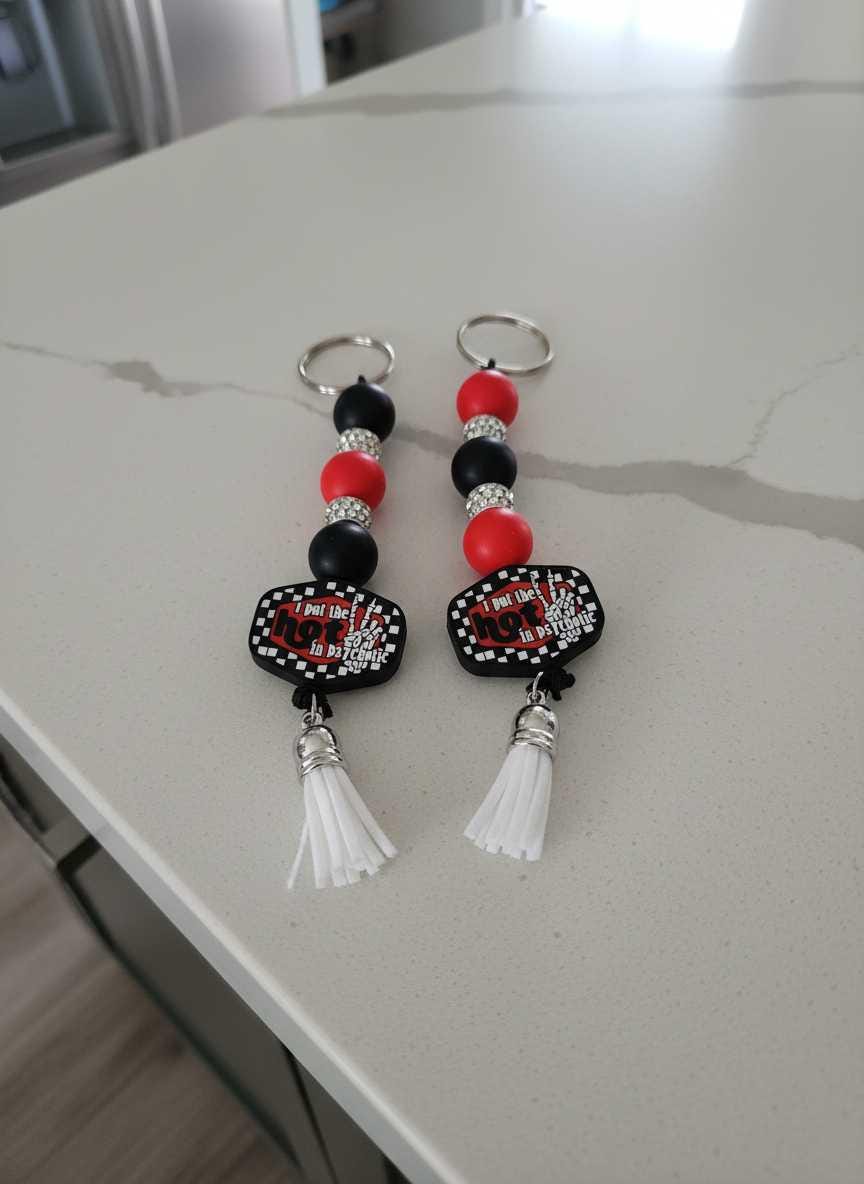 Funny Black and Red Beaded Keychain: Dark Humor Bag Charm - Hempin Mayhem