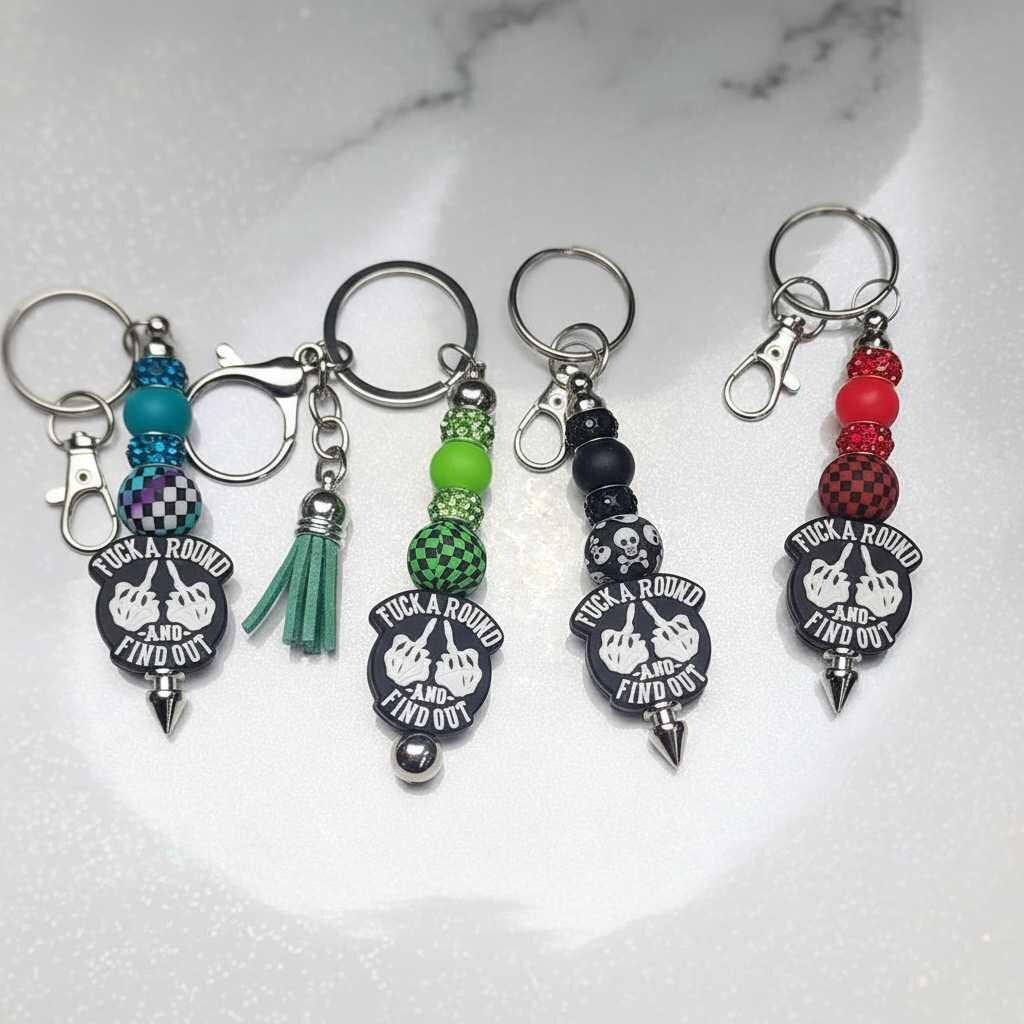 F*ck Around And Find Out Beaded Keychain