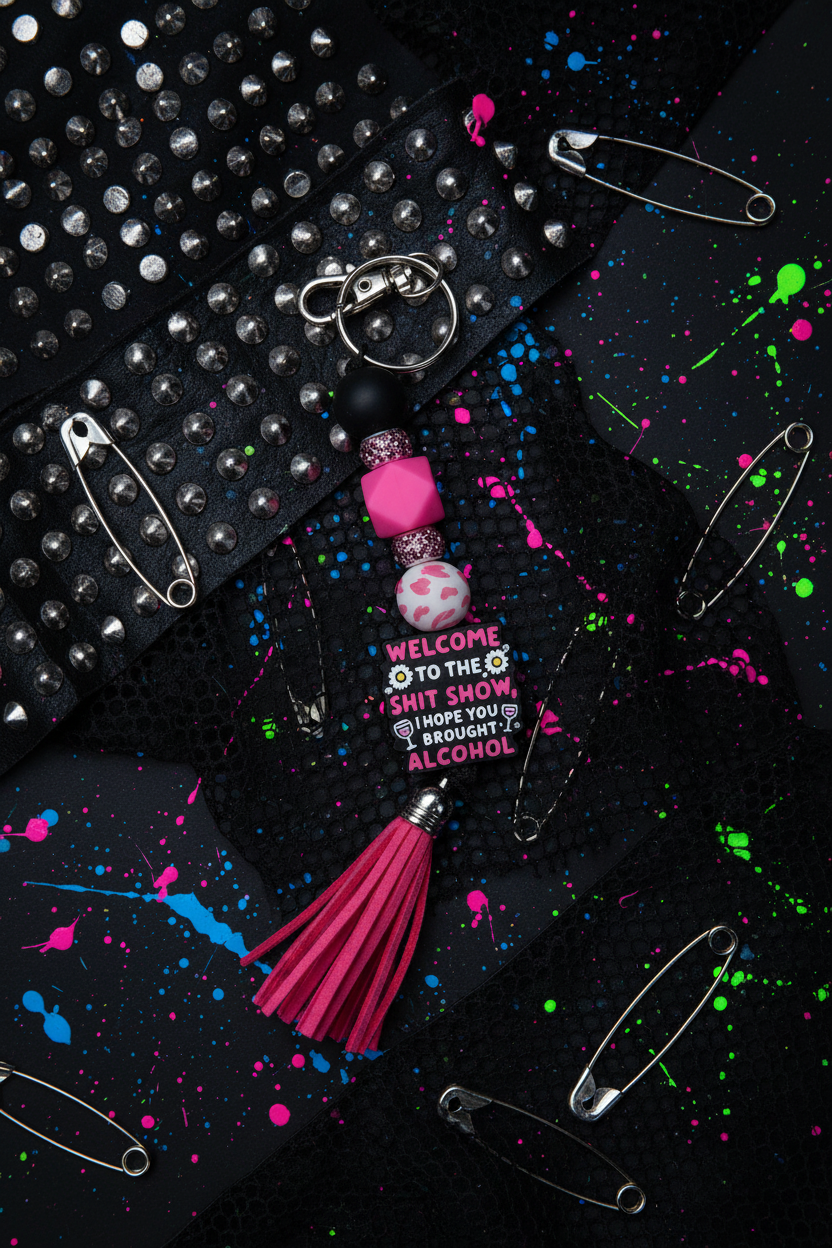 Welcome to the Sh*tshow, I Hope You Brought Alcohol Beaded Keychain