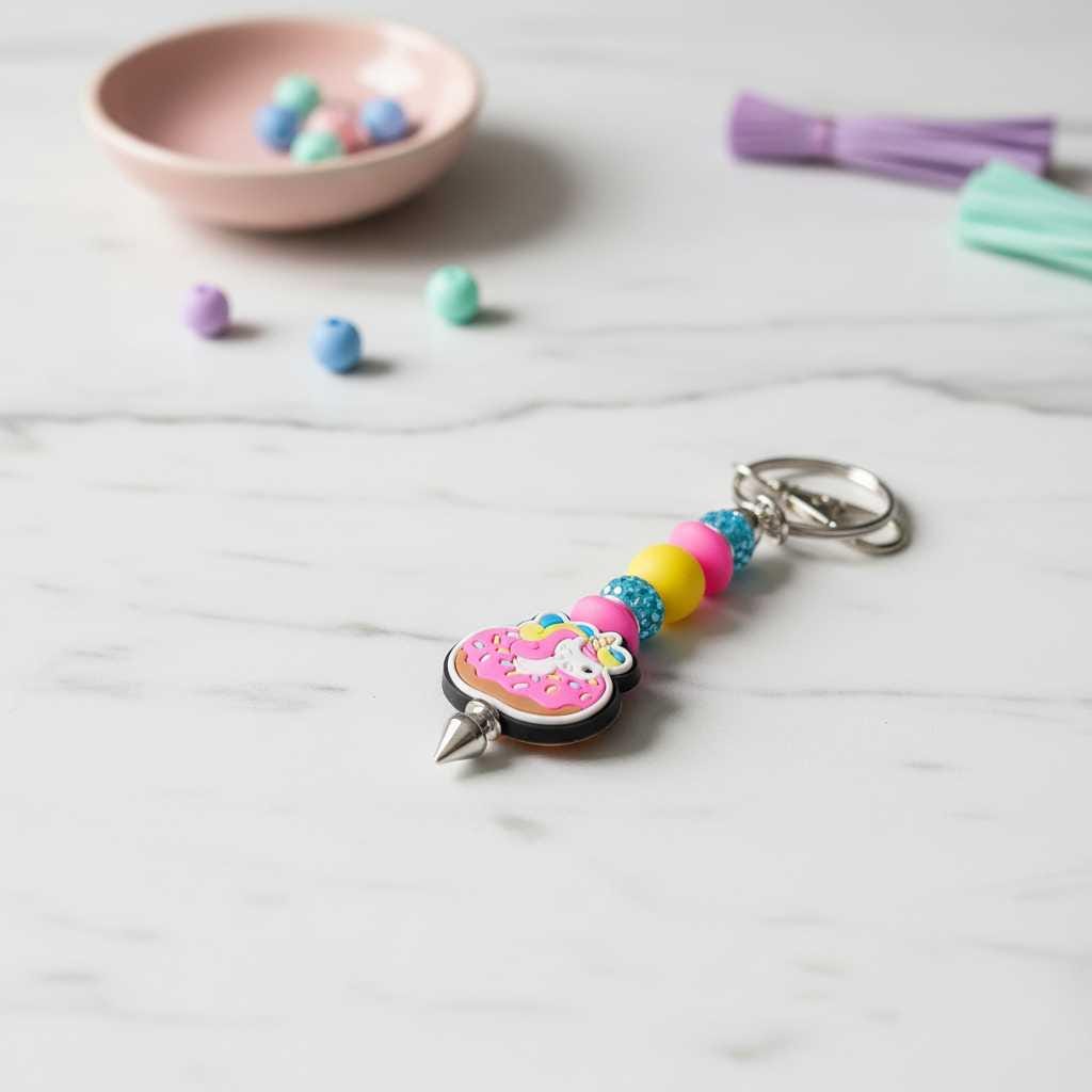Kawaii Donut Unicorn Keychain | Handmade Rainbow Dessert Charm | Cute Unicorn Gift | Sweet Treat Backpack Accessory