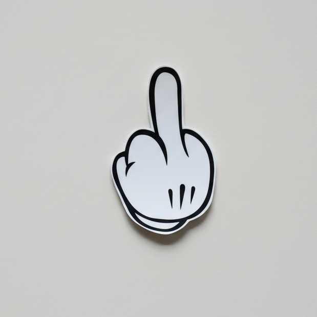 Vintage Cartoon Glove Middle Finger Vinyl Sticker, Retro White Glove Waterproof Decal, Funny Laptop Water Bottle Car Sticker