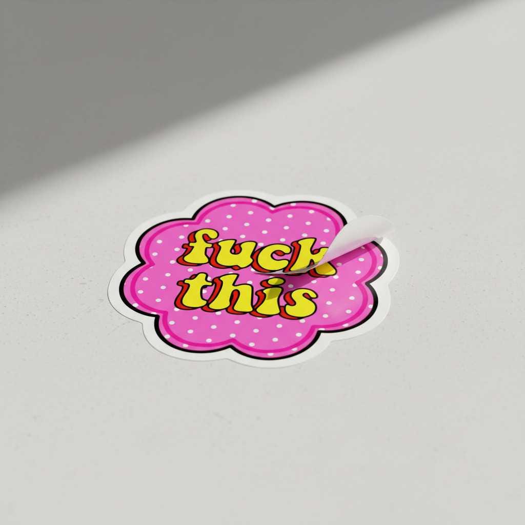 F*ck This Vinyl Sticker | Funny Pink & Yellow Waterproof Sticker | Sarcastic Mental Health Decal | Chaos Gremlin Gift | Laptop Water Bottle Sticker