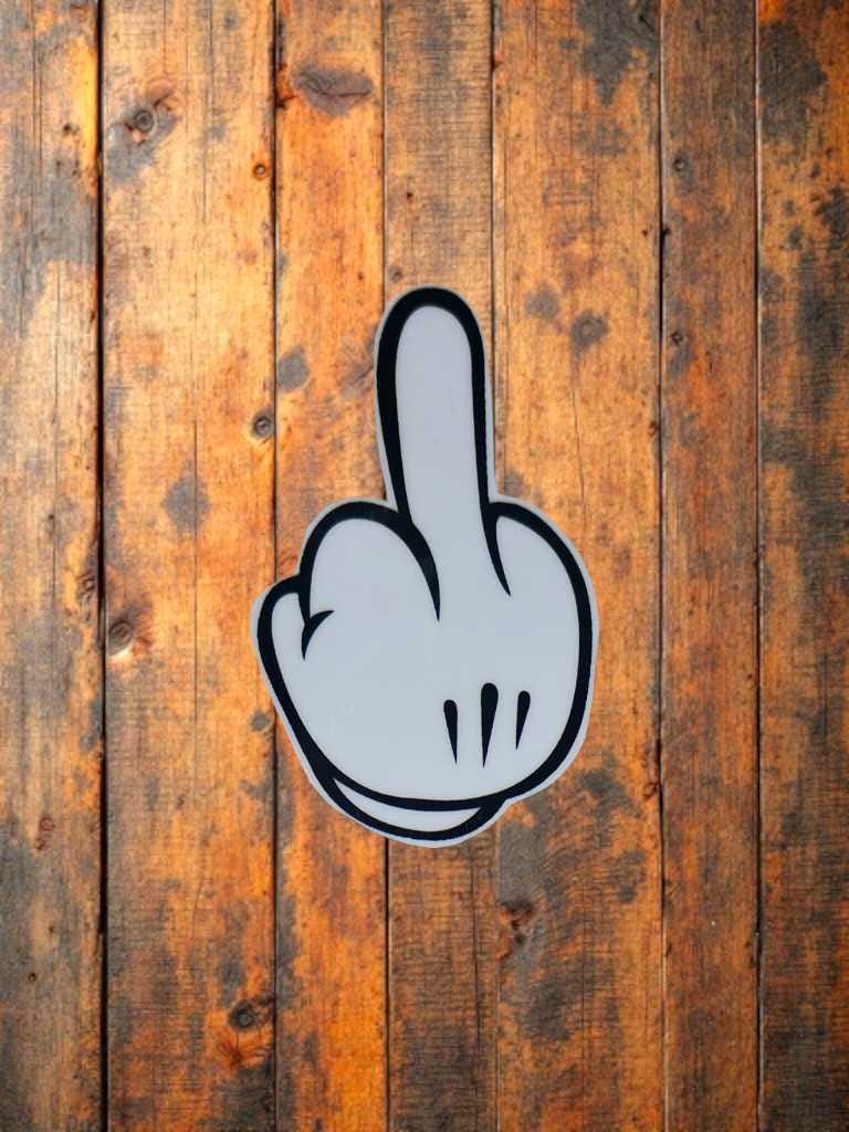 Vintage Cartoon Glove Middle Finger Vinyl Sticker, Retro White Glove Waterproof Decal, Funny Laptop Water Bottle Car Sticker