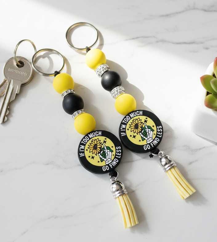 If I'm Too Much, Go Find Less – Yellow Skull Hand Keychain