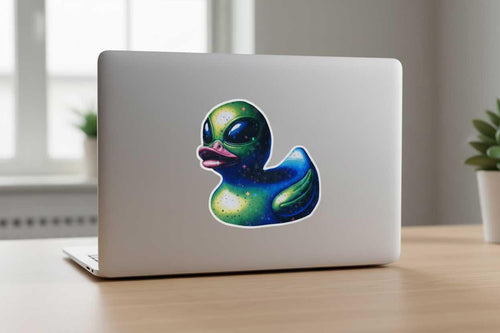 Alien Rubber Ducky Vinyl Sticker | Cute UFO Duck Waterproof Decal | Funny 3x3 Laptop, Water Bottle, Car & Tumbler Sticker