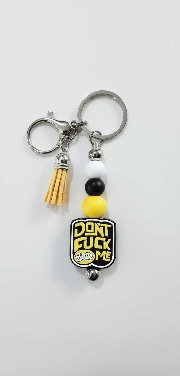 Don’t F*ck With Me Beaded Keychain – Funny Sarcastic Wristlet Keychain, Trendy Handmade Bag Charm Accessory