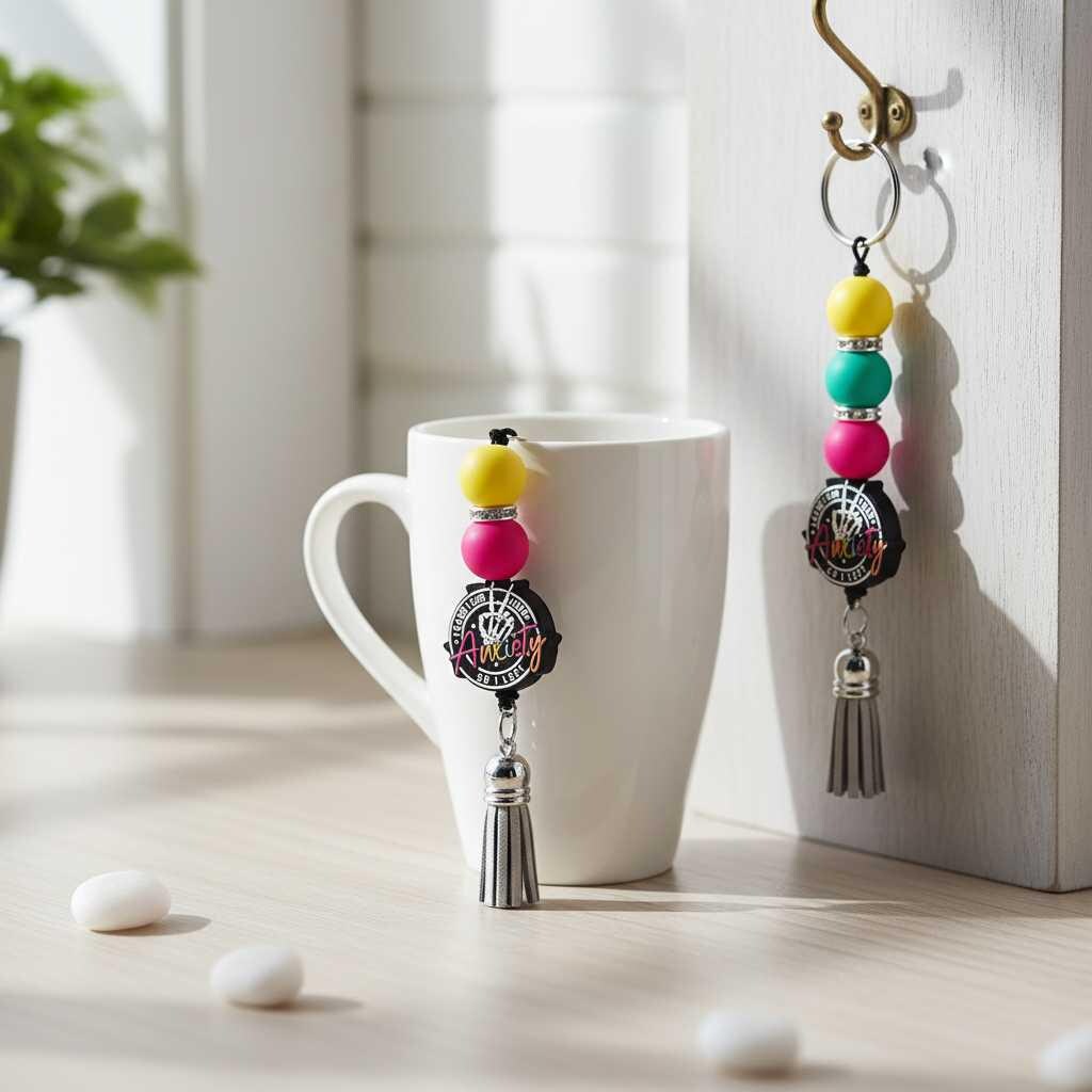 Handmade Keychain – “I Came, I Saw, I Had Anxiety” Quote Accessory