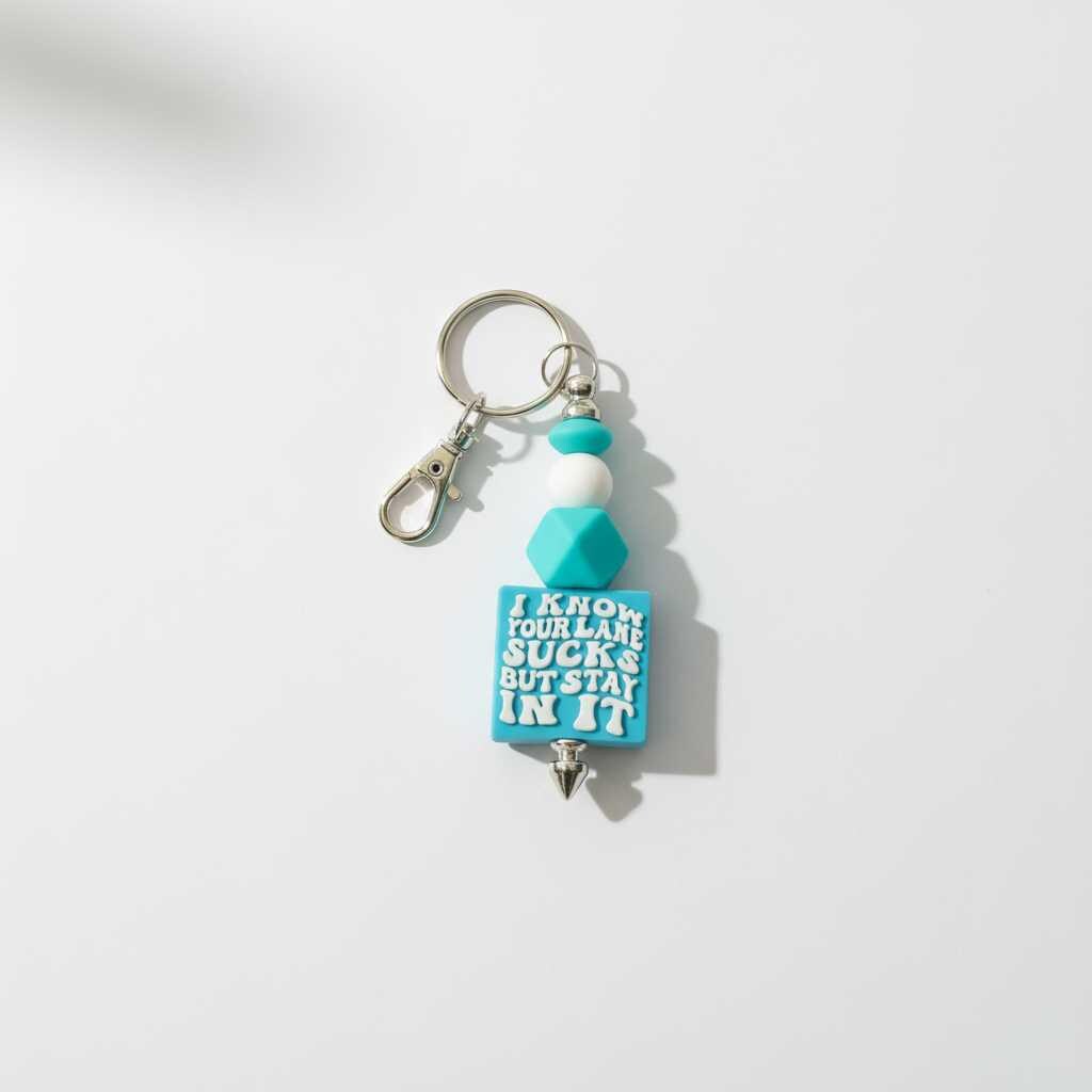 I Know Your Lane Sucks Funny Beaded Keychain | Handmade Sarcastic Driver Gift | Road Rage Car Accessory | Funny Keychain for Coworkers | Stocking Stuffer