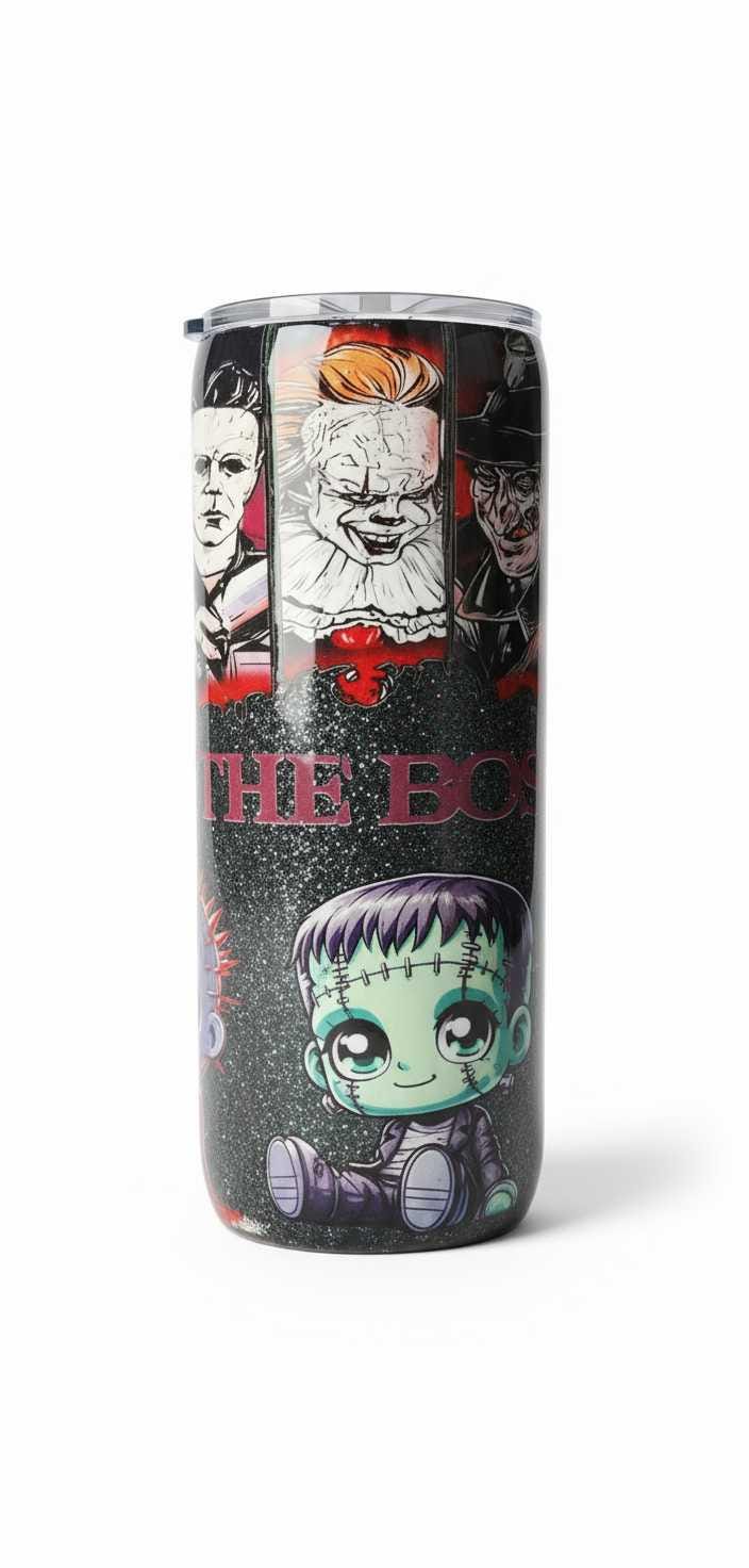 The Boys of Fall Horror Movie Tumbler | 20oz Glitter Epoxy Stainless Steel Cup | Spooky Season Drinkware Gift