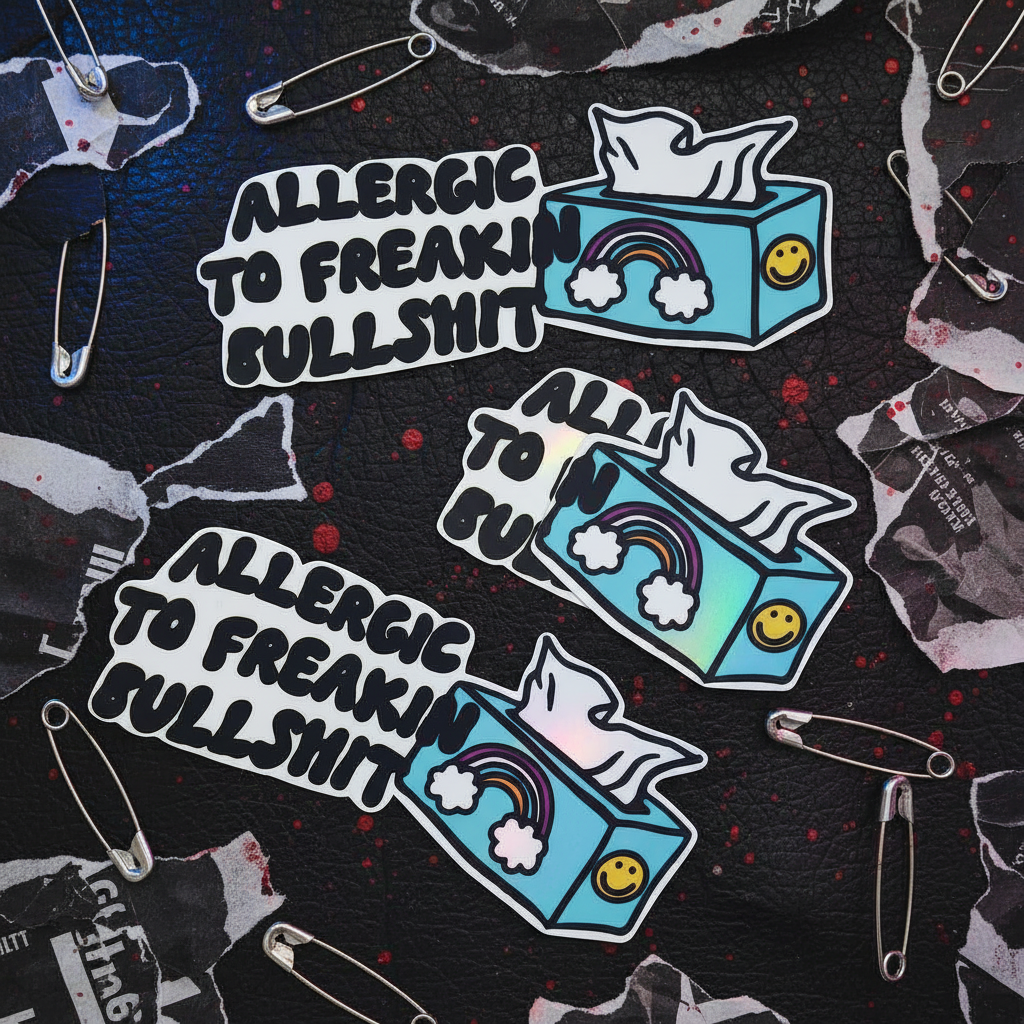 Allergic to Freakin' Bullsh*t Vinyl Sticker | Funny Waterproof Decal