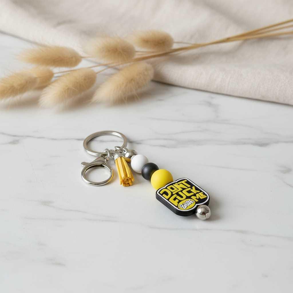 Don't F*ck With Me Beaded Keychain | Funny Sassy Keychain | Handmade Statement Bag Charm | Bold Gift for Badasses