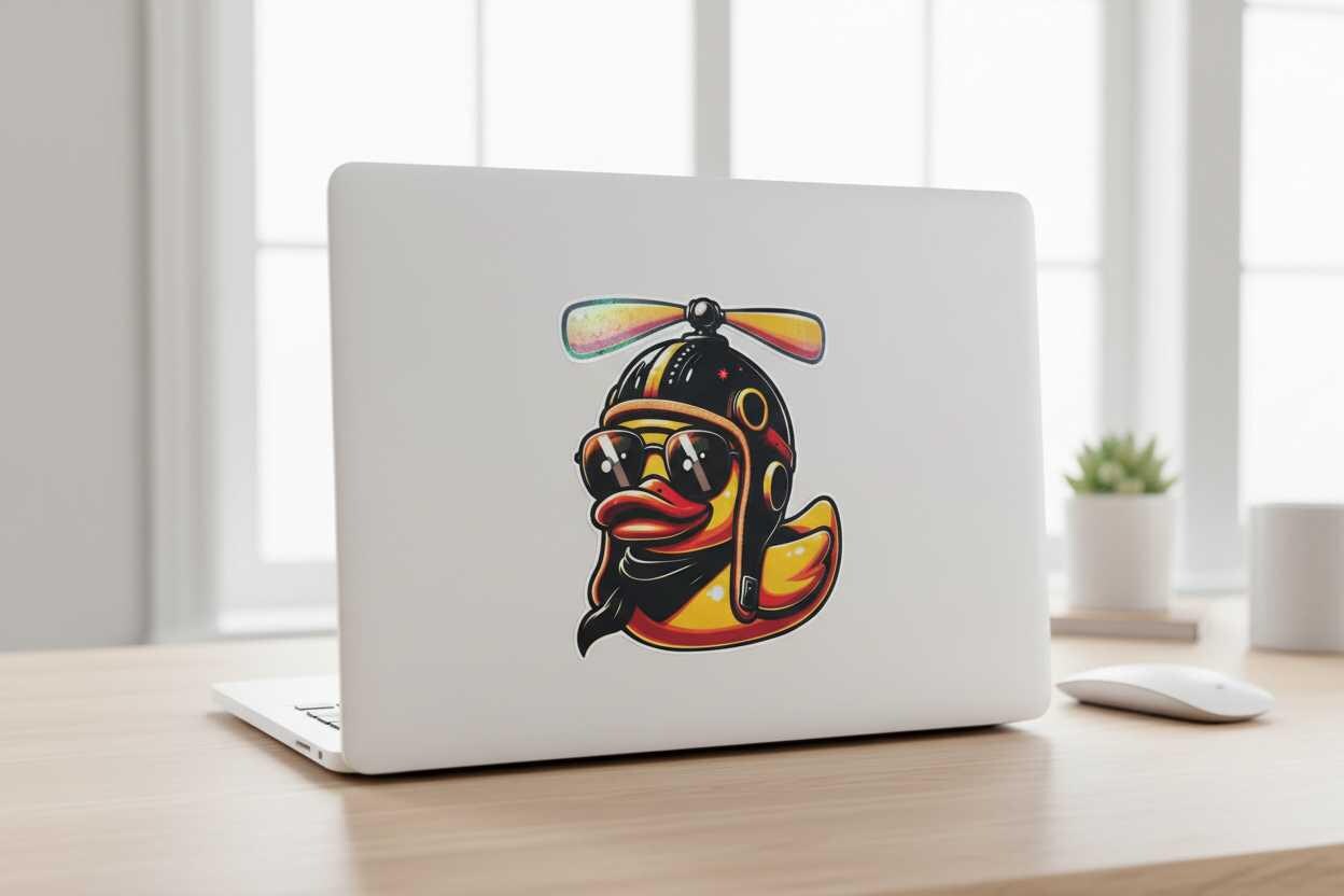 Bomber Ducky Vinyl Sticker | Funny Rubber Duck Waterproof Decal | 4x4 Cute Attitude Sticker for Laptop, Water Bottle, Car & Tumbler