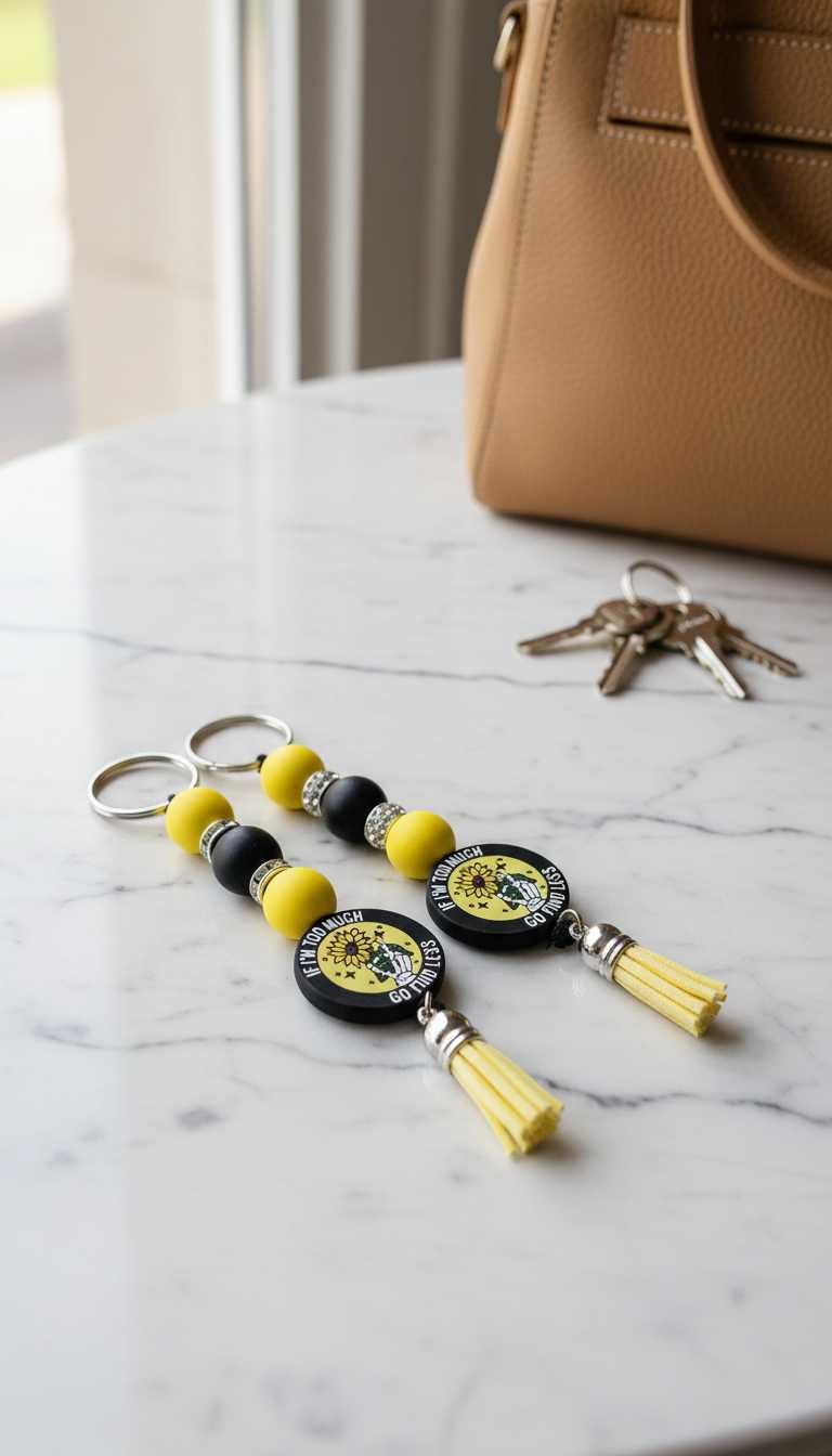 If I'm Too Much, Go Find Less – Yellow Skull Hand Keychain