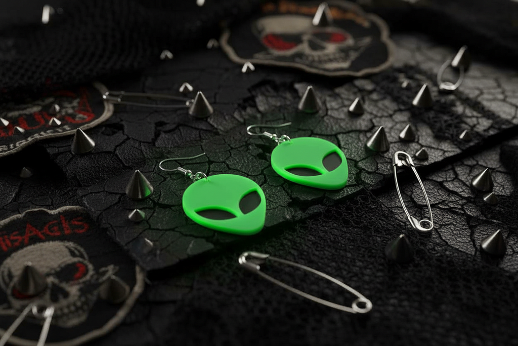 Green Alien Dangle Earrings | Cute Extraterrestrial Statement Earrings