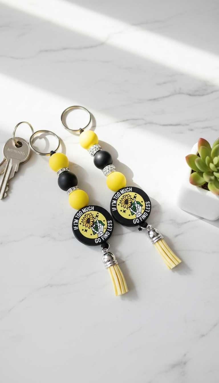 If I'm Too Much, Go Find Less – Yellow Skull Hand Keychain