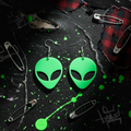 Green Alien Dangle Earrings | Cute Extraterrestrial Statement Earrings
