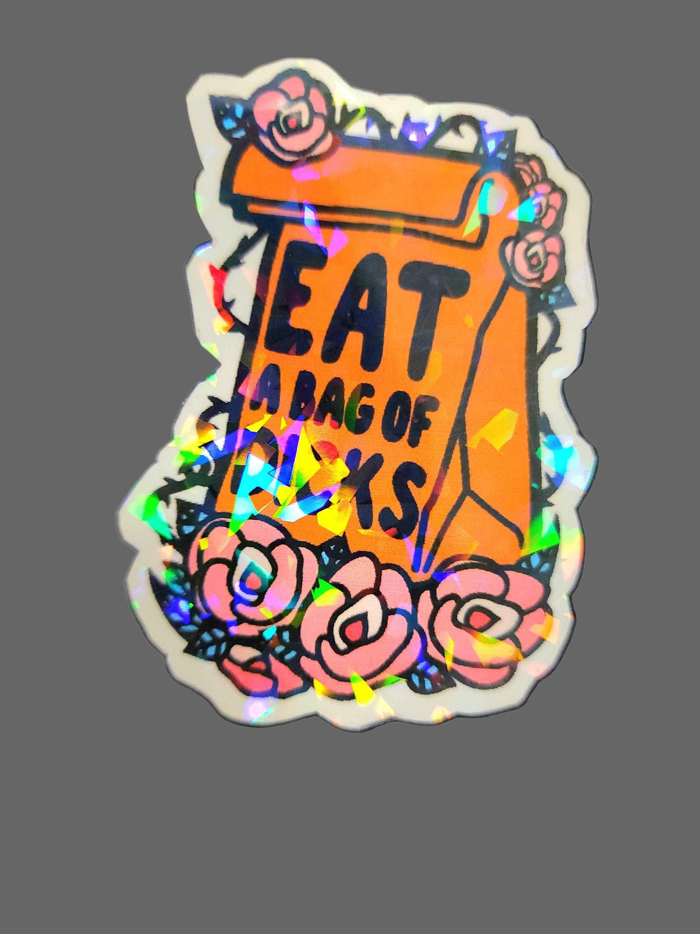 Eat a Bag of Dicks Floral Vinyl Sticker | Funny Sarcastic Sticker | Waterproof Adult Humor Decal | Cute Petty Laptop, Water Bottle & Car Sticker