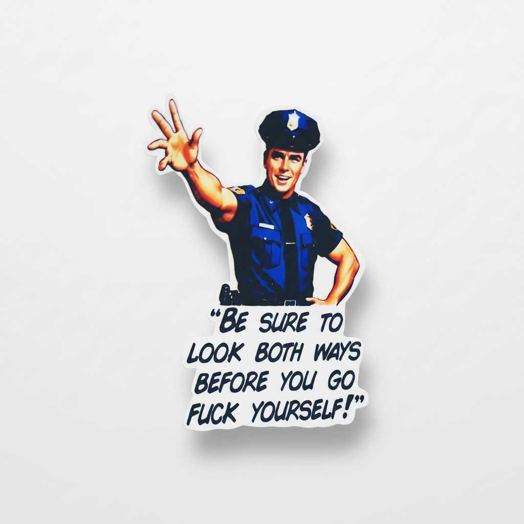 Blue and Black Rude Vinyl Sticker: Sarcastic Adult Humor Decal (4x3)