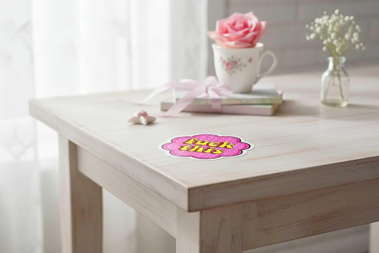 F*ck This Vinyl Sticker | Funny Pink & Yellow Waterproof Sticker | Sarcastic Mental Health Decal | Chaos Gremlin Gift | Laptop Water Bottle Sticker