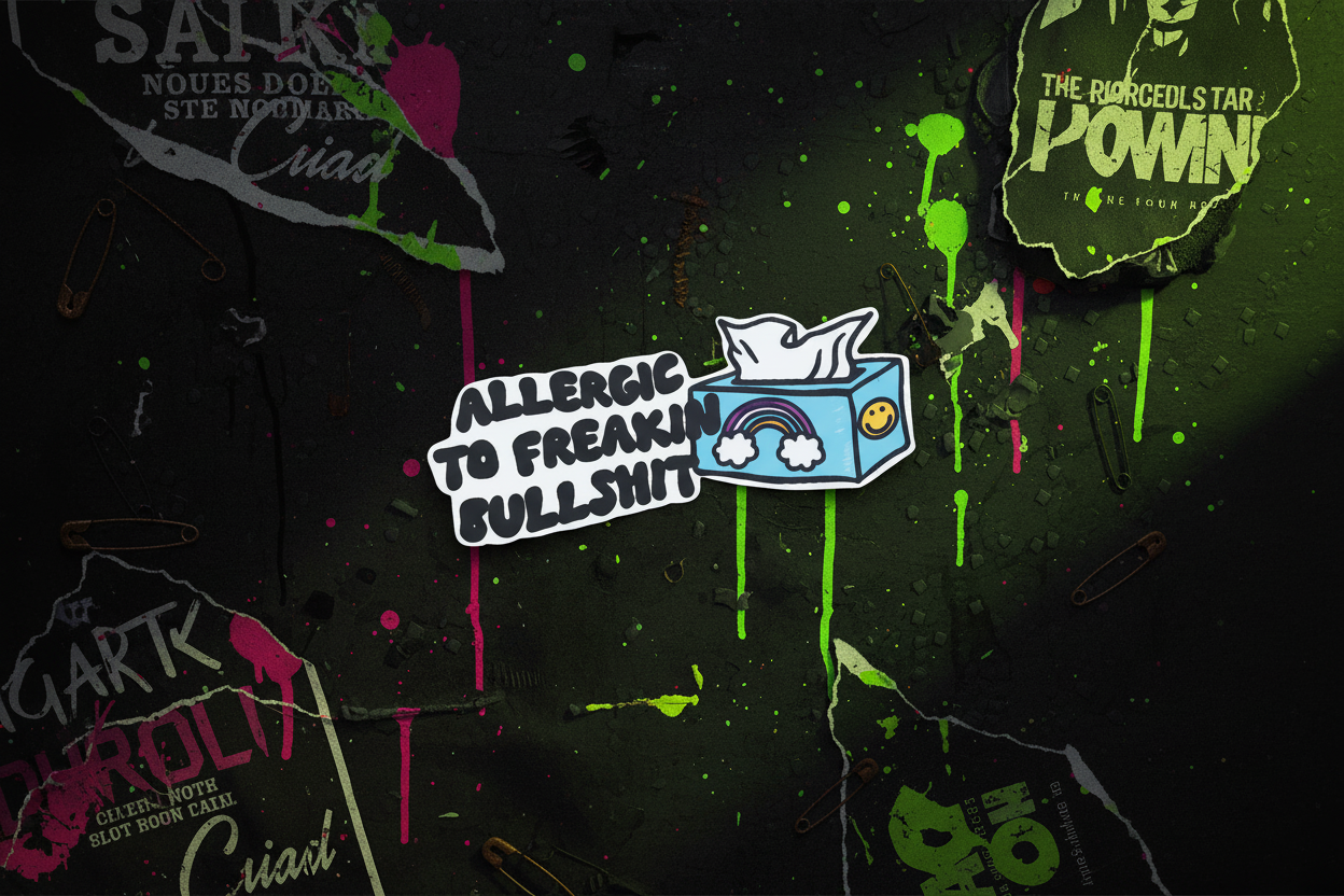 Allergic to Freakin' Bullsh*t Vinyl Sticker | Funny Waterproof Decal