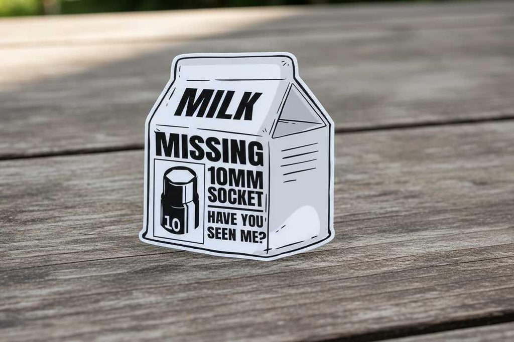 Missing 10mm Socket Sticker Pack (2-Pack) | Funny Mechanic Vinyl Decals | Toolbox & Garage Stickers