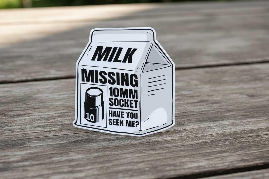 Missing 10mm Socket Sticker Pack (2-Pack) | Funny Mechanic Vinyl Decals | Toolbox & Garage Stickers