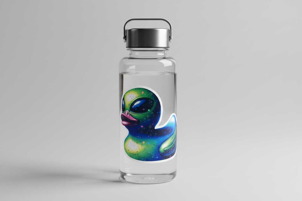 Alien Rubber Ducky Vinyl Sticker | Cute UFO Duck Waterproof Decal | Funny 3x3 Laptop, Water Bottle, Car & Tumbler Sticker