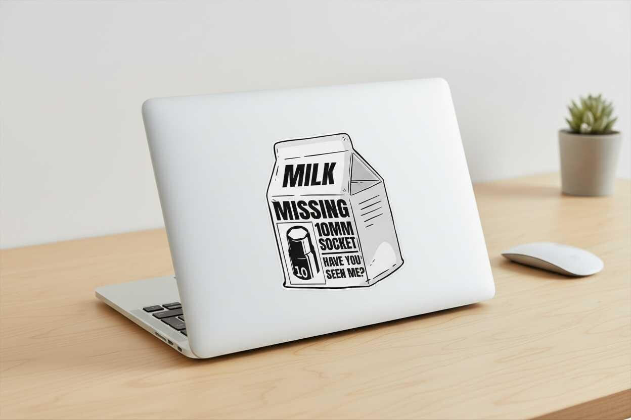 Missing 10mm Socket Sticker Pack (2-Pack) | Funny Mechanic Vinyl Decals | Toolbox & Garage Stickers