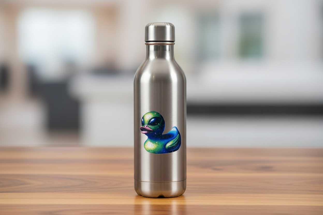 Alien Rubber Ducky Vinyl Sticker | Cute UFO Duck Waterproof Decal | Funny 3x3 Laptop, Water Bottle, Car & Tumbler Sticker