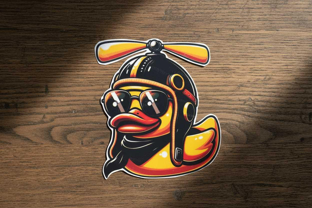 Bomber Ducky Vinyl Sticker | Funny Rubber Duck Waterproof Decal | 4x4 Cute Attitude Sticker for Laptop, Water Bottle, Car & Tumbler