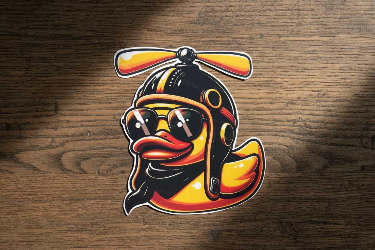 Bomber Ducky Vinyl Sticker | Funny Rubber Duck Waterproof Decal | 4x4 Cute Attitude Sticker for Laptop, Water Bottle, Car & Tumbler