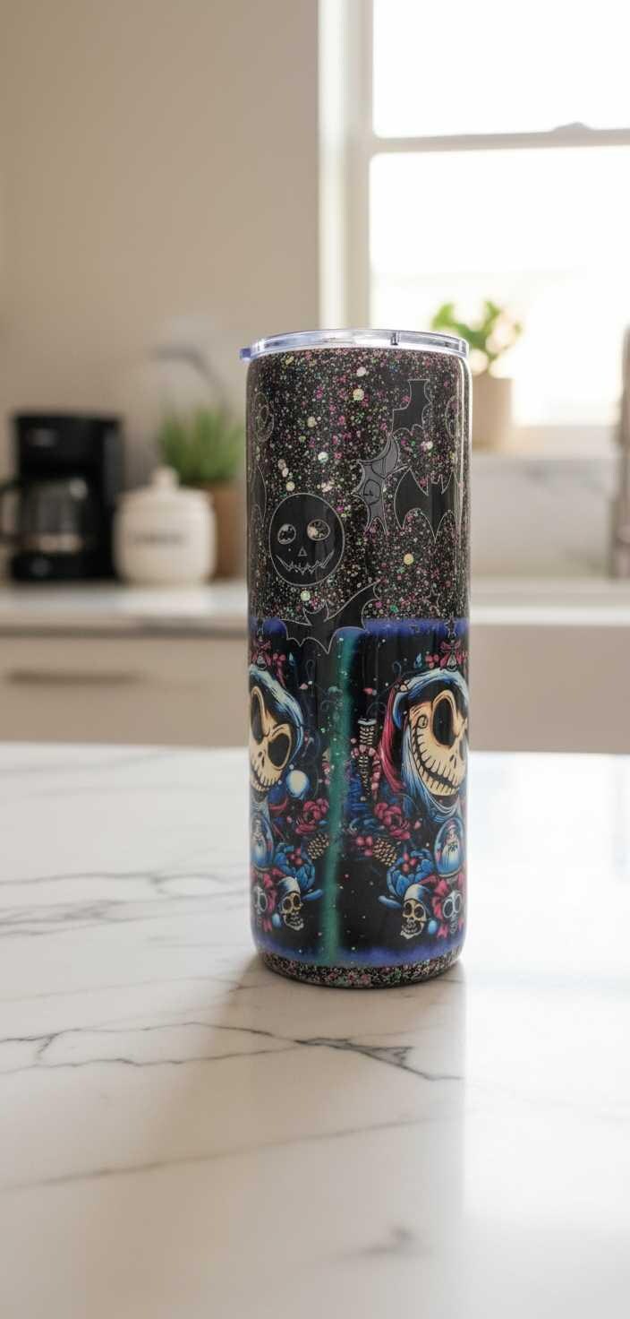 Halloween Tumbler: Black Glitter Epoxy Cup