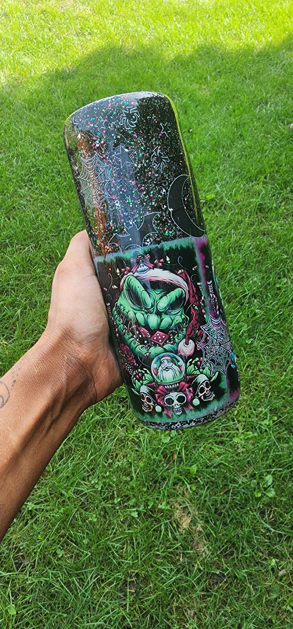Halloween Tumbler: Black Glitter Epoxy Cup