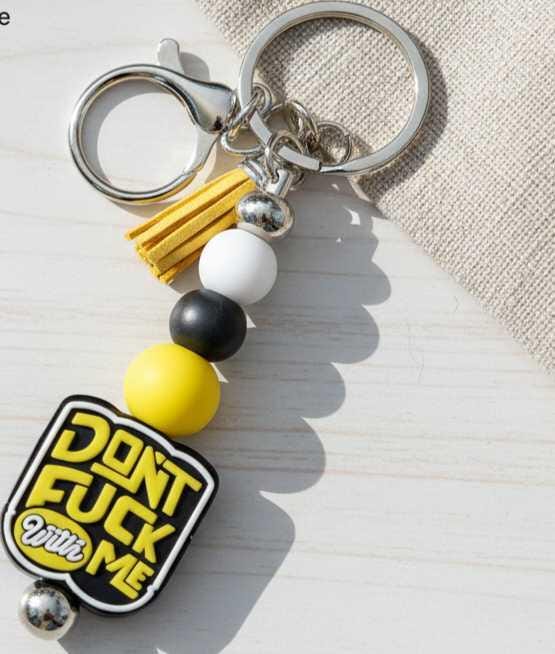 Don't F*ck With Me Beaded Keychain | Funny Sassy Keychain | Handmade Statement Bag Charm | Bold Gift for Badasses