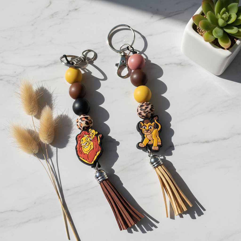 Lion Beaded Keychain – Beaded Charm – Cute Gift for Friends, Backpack or Bag Accessory