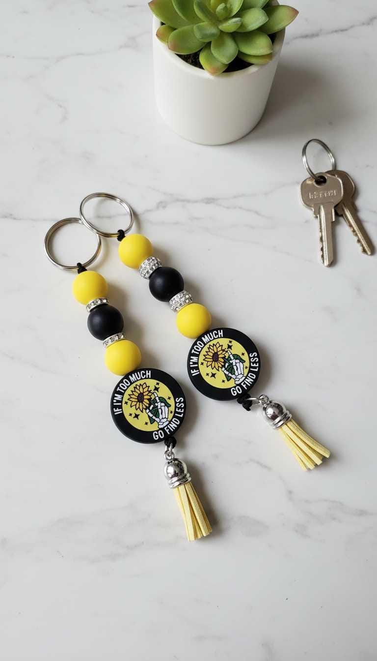 If I'm Too Much, Go Find Less – Yellow Skull Hand Keychain