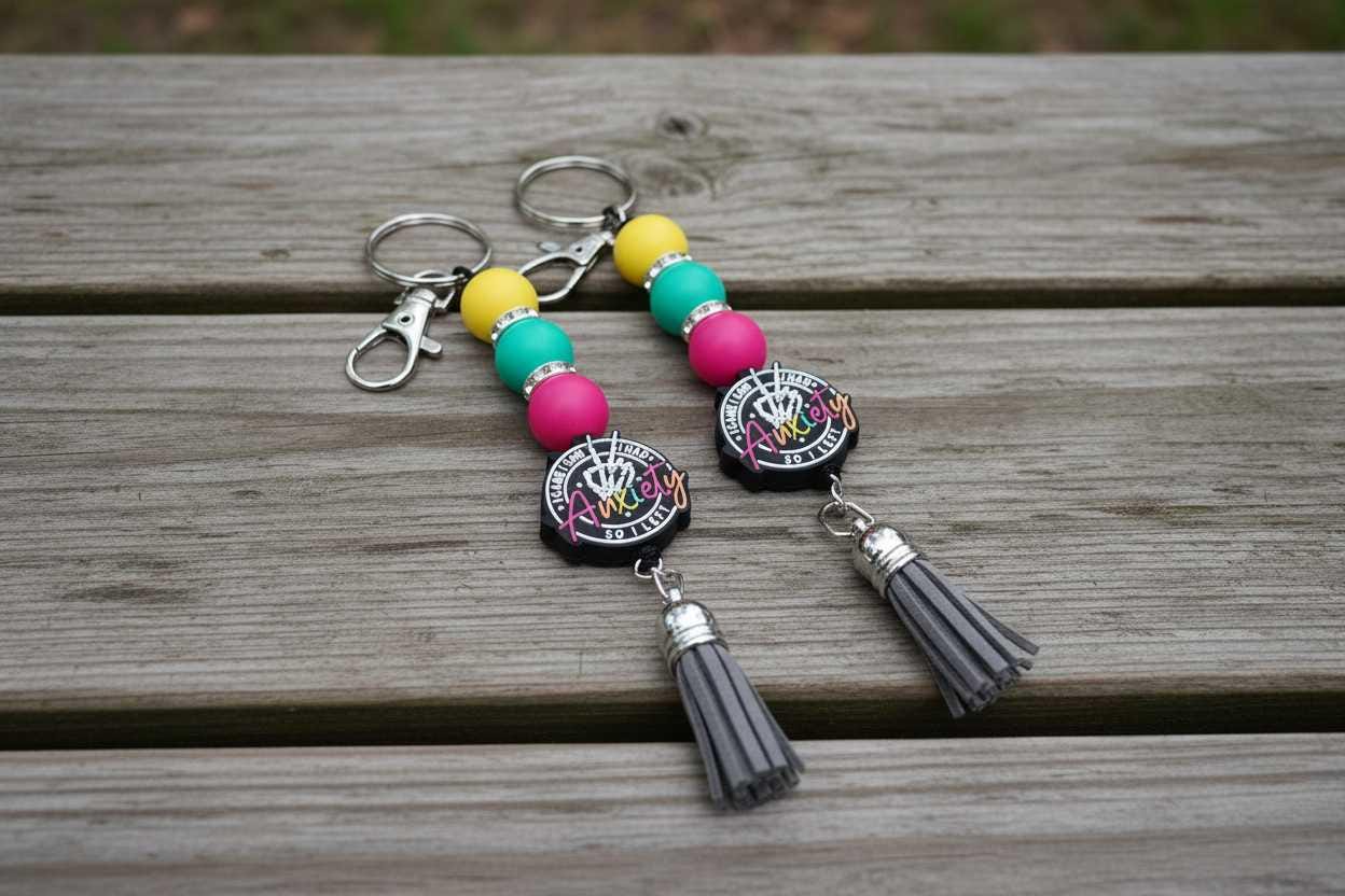 Handmade Keychain – “I Came, I Saw, I Had Anxiety” Quote Accessory