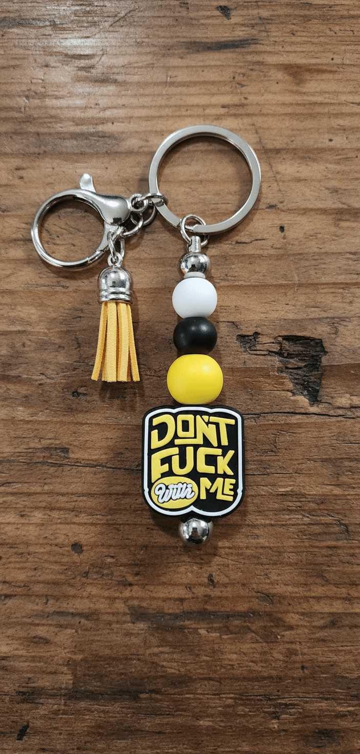 Don’t F*ck With Me Beaded Keychain – Funny Sarcastic Wristlet Keychain, Trendy Handmade Bag Charm Accessory