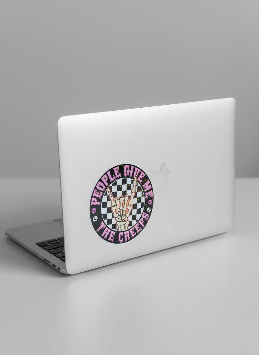 People Give Me the Creeps Vinyl Sticker | Funny Goth Waterproof Skeleton Hand Decal