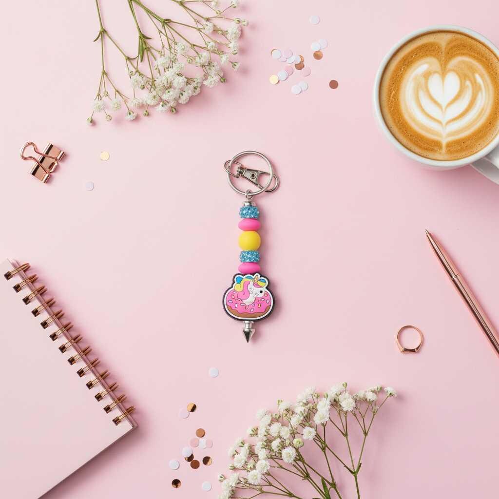 Kawaii Donut Unicorn Keychain | Handmade Rainbow Dessert Charm | Cute Unicorn Gift | Sweet Treat Backpack Accessory
