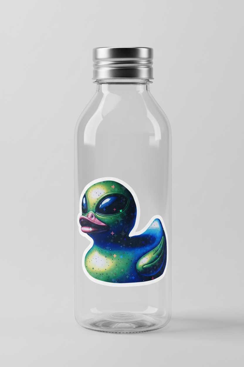 Alien Rubber Ducky Vinyl Sticker | Cute UFO Duck Waterproof Decal | Funny 3x3 Laptop, Water Bottle, Car & Tumbler Sticker