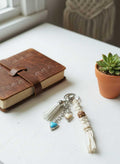 Handmade Hemp Mini Keychain with Tassel & Charms | Boho Eco-Friendly Bag Charm
