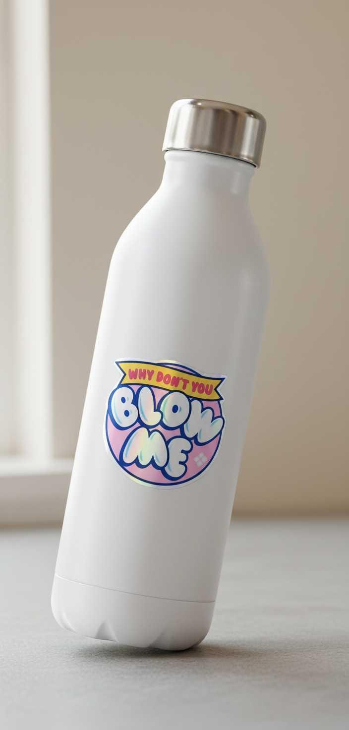 Why Don't You Blow Me Funny Vinyl Sticker | Sassy Waterproof Laptop, Water Bottle & Car Decal | Adult Humor Gift
