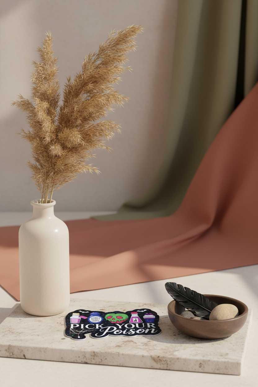 Pick Your Poison Vinyl Sticker | 4x3 Waterproof Decal | Sassy Poison Bottle Aesthetic Sticker | Dark Humor Gothic Vibe