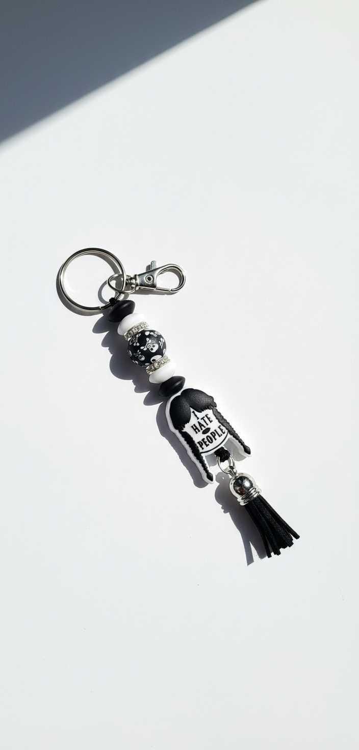 Black and White Spooky Keychain