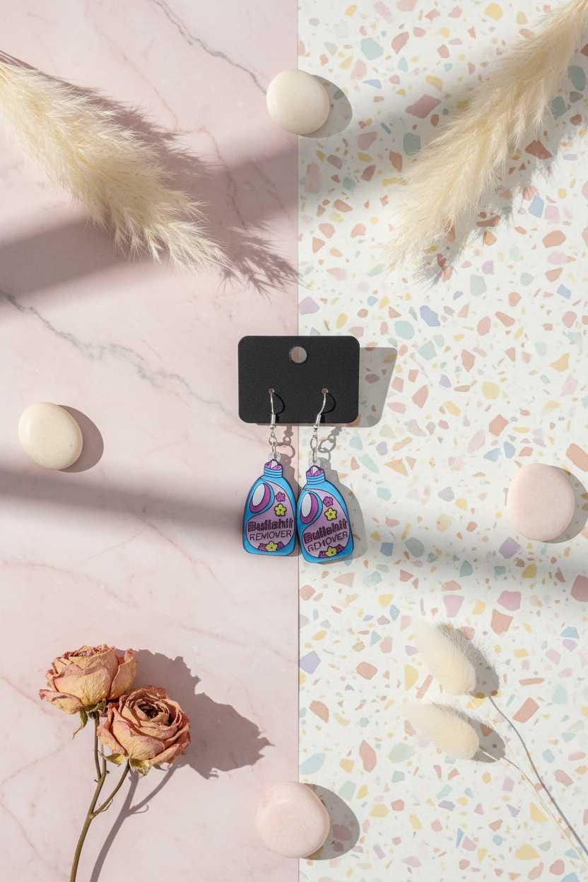 Sassy Floral Acrylic Dangle Earrings | Purple Blue Statement Jewelry
