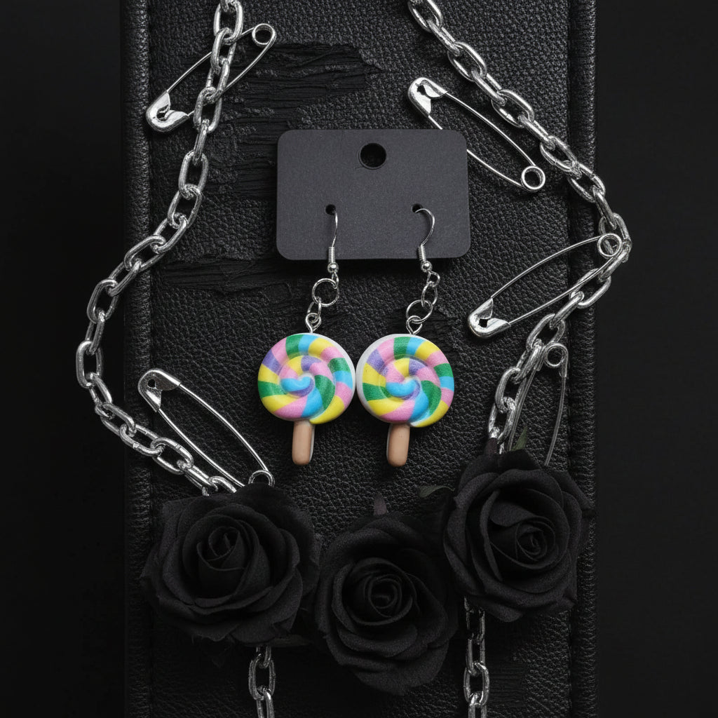 Lollipop Dangle Earrings | Handmade Candy Statement Earrings