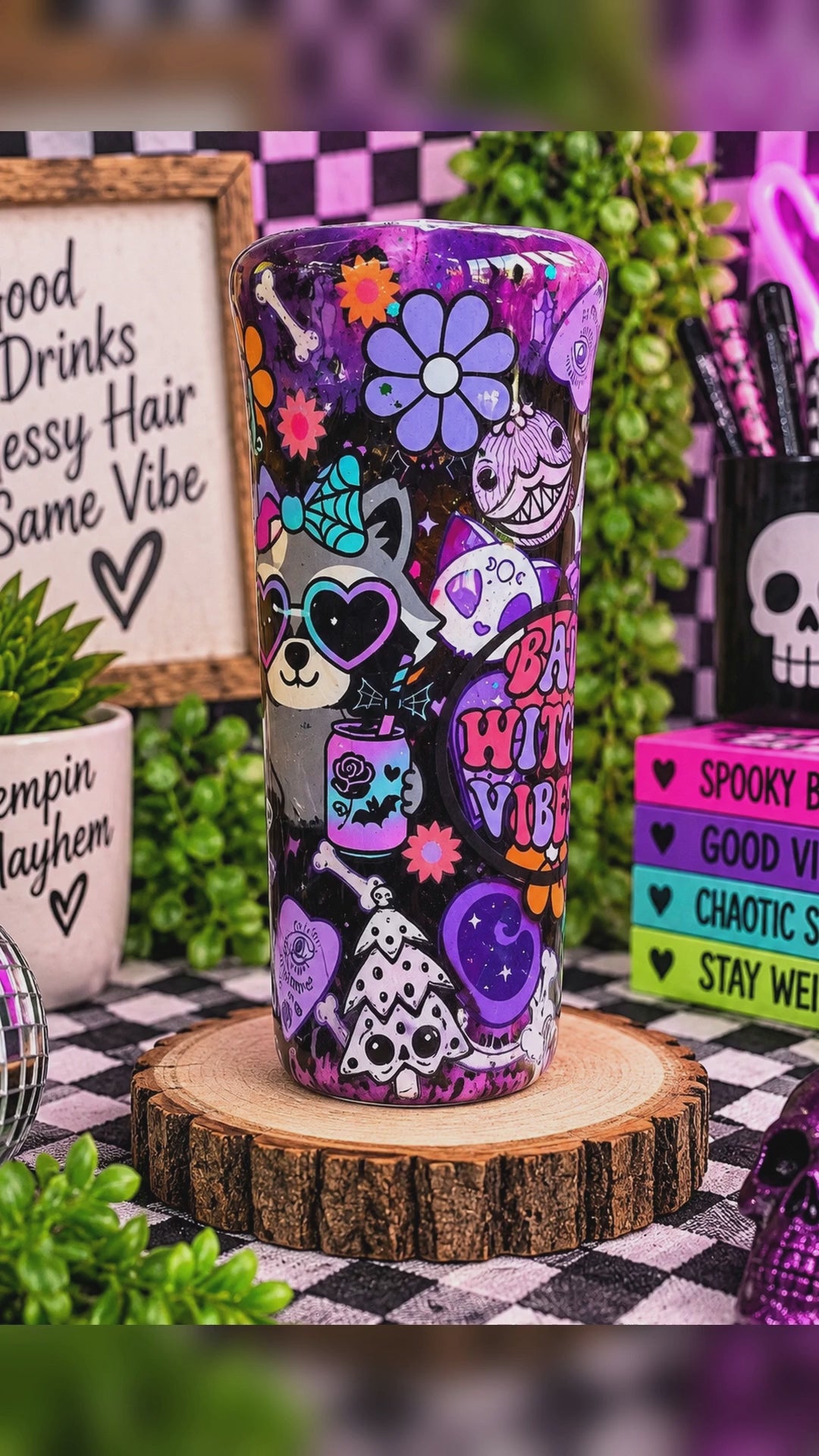 Spooky Babe Tumbler | Gothic Cute 20oz Stainless Steel Tumbler | Halloween Coffee Cup | Spooky Girl Gift | Alternative Tumbler | Goth Gift