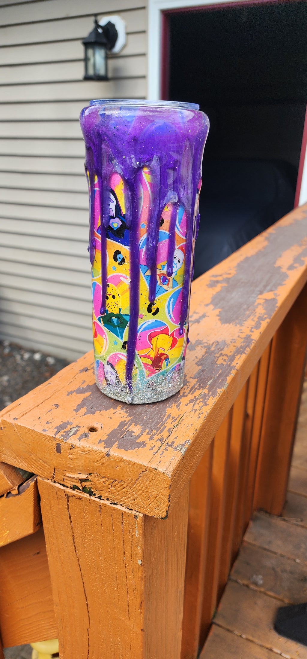 Neon Spooky Tumbler 20oz – Purple Drip Epoxy Cup, Glow Halloween Drinkware, Gothic Cute Coffee Cup, Stainless Steel