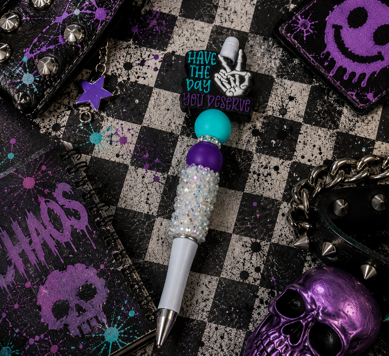 Have the Day You Deserve Beaded Pen | Funny Refillable Bling Pen | Handmade Sassy Coworker Gift | Desk & Planner Accessory | Hempin Mayhem